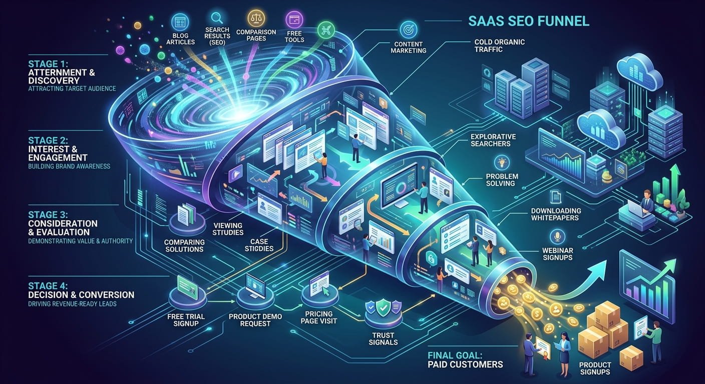 Read more about the article SaaS SEO Funnel: From Organic Traffic to Product Signups