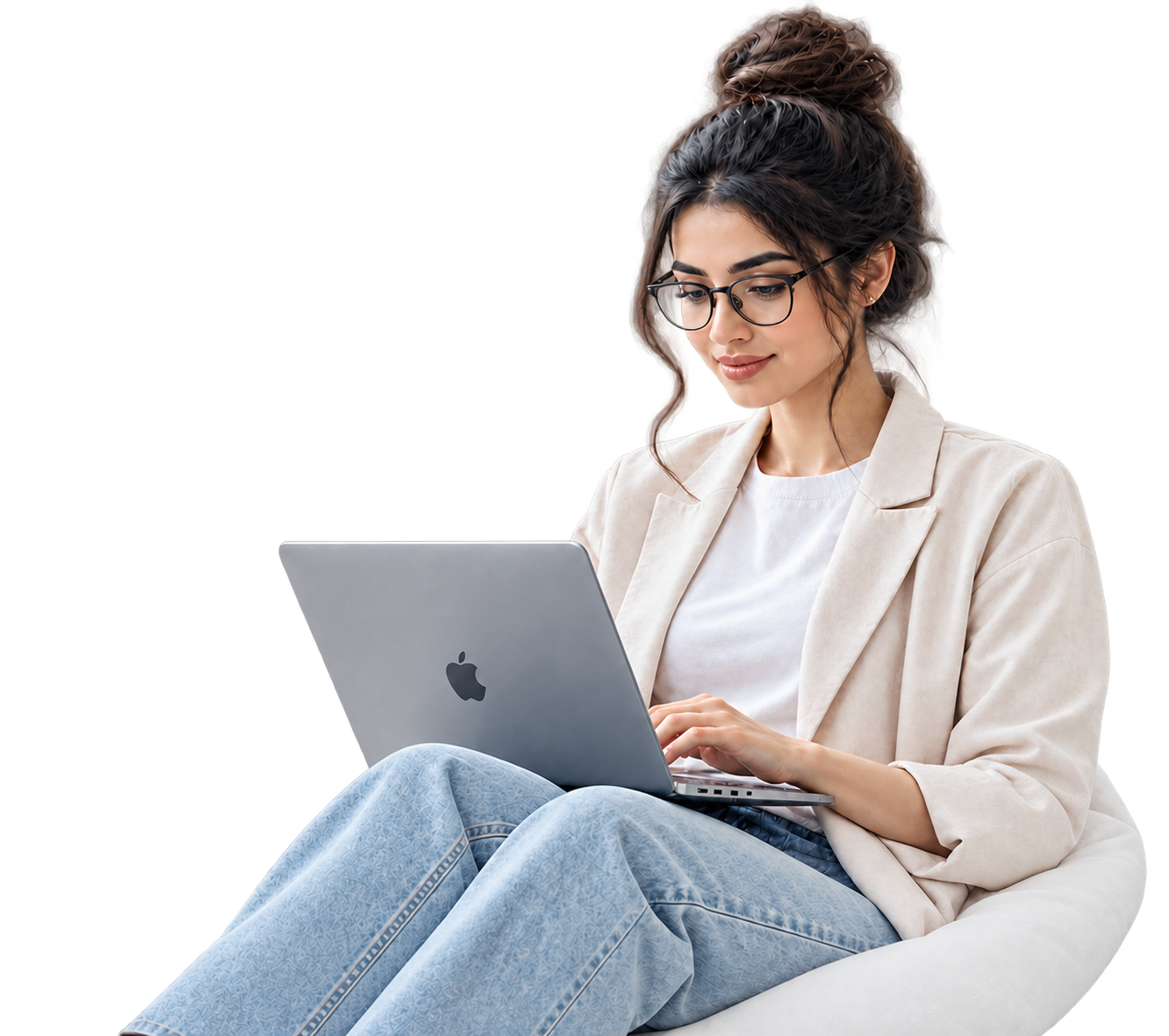 Woman working on laptop